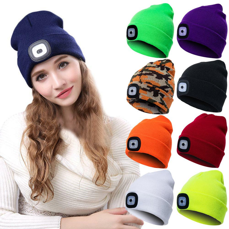 Unisex Autumn Winter LED Lighted Cap Warm Beanies Outdoor Fishing Running Beanie Hat Flash headlight Camping Climbing Caps